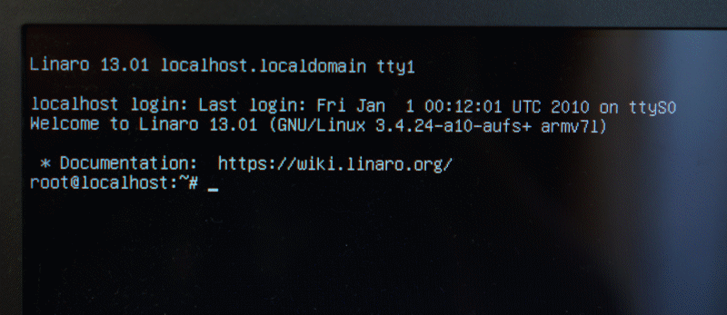 Linaro Ubuntu Server 起動画面